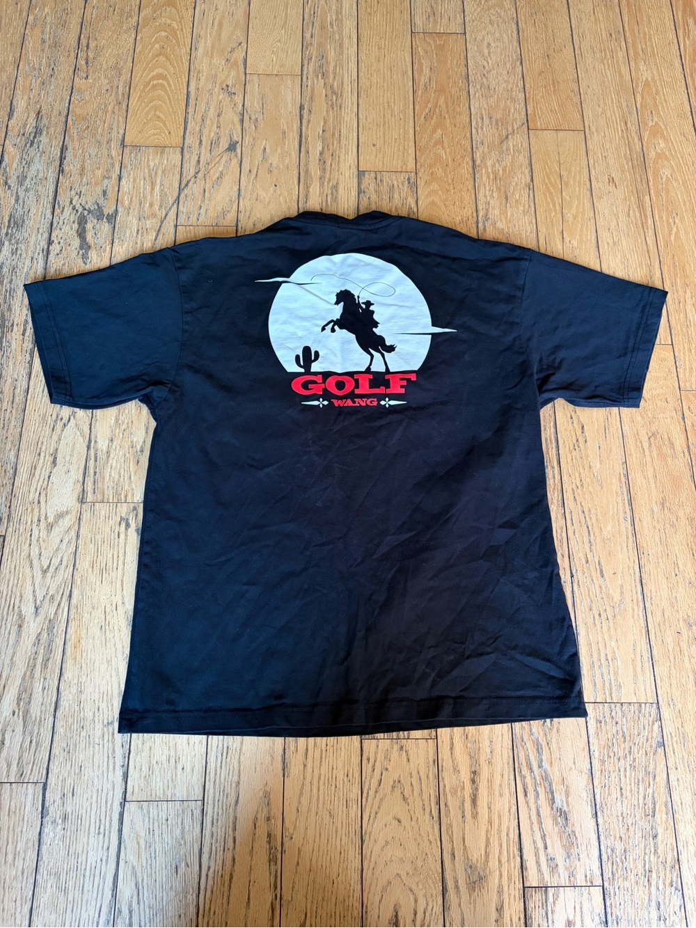 Golf Wang Black Tee with White Moon & Red Logo